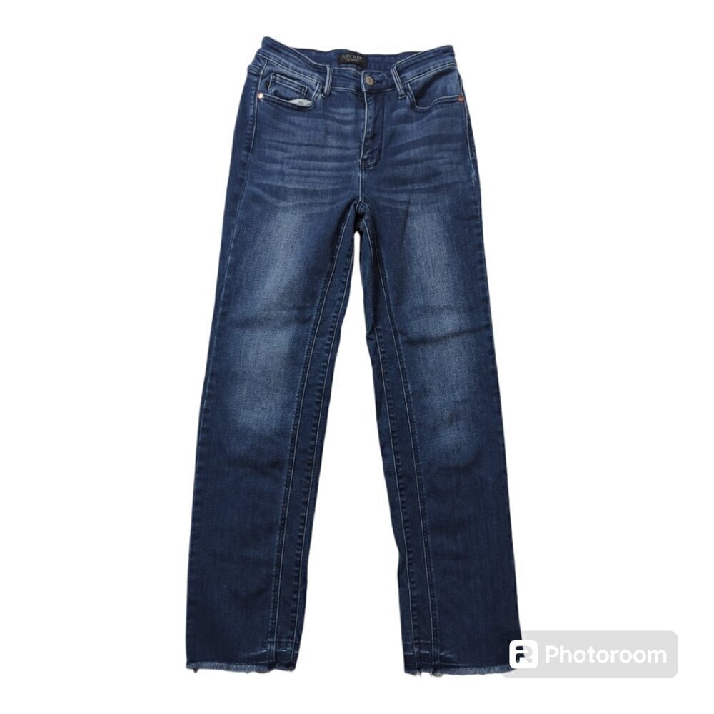 Judy Blue  Straight Fit Jeans Jb82464md Women's Size 7/ 28 Raw Hem Blue Color